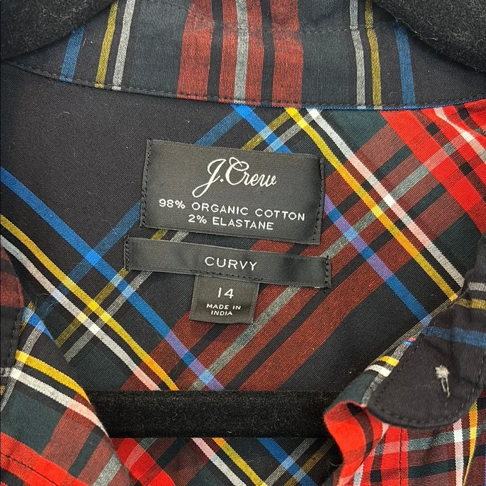 J. Crew Red and Blue Plaid Button Down Curvy Shirt - 14 - Picture 2 of 5